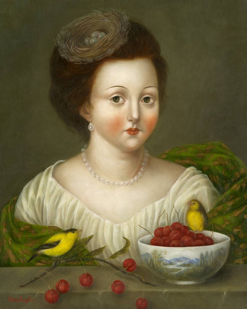 Young Woman with Finches and Cherries